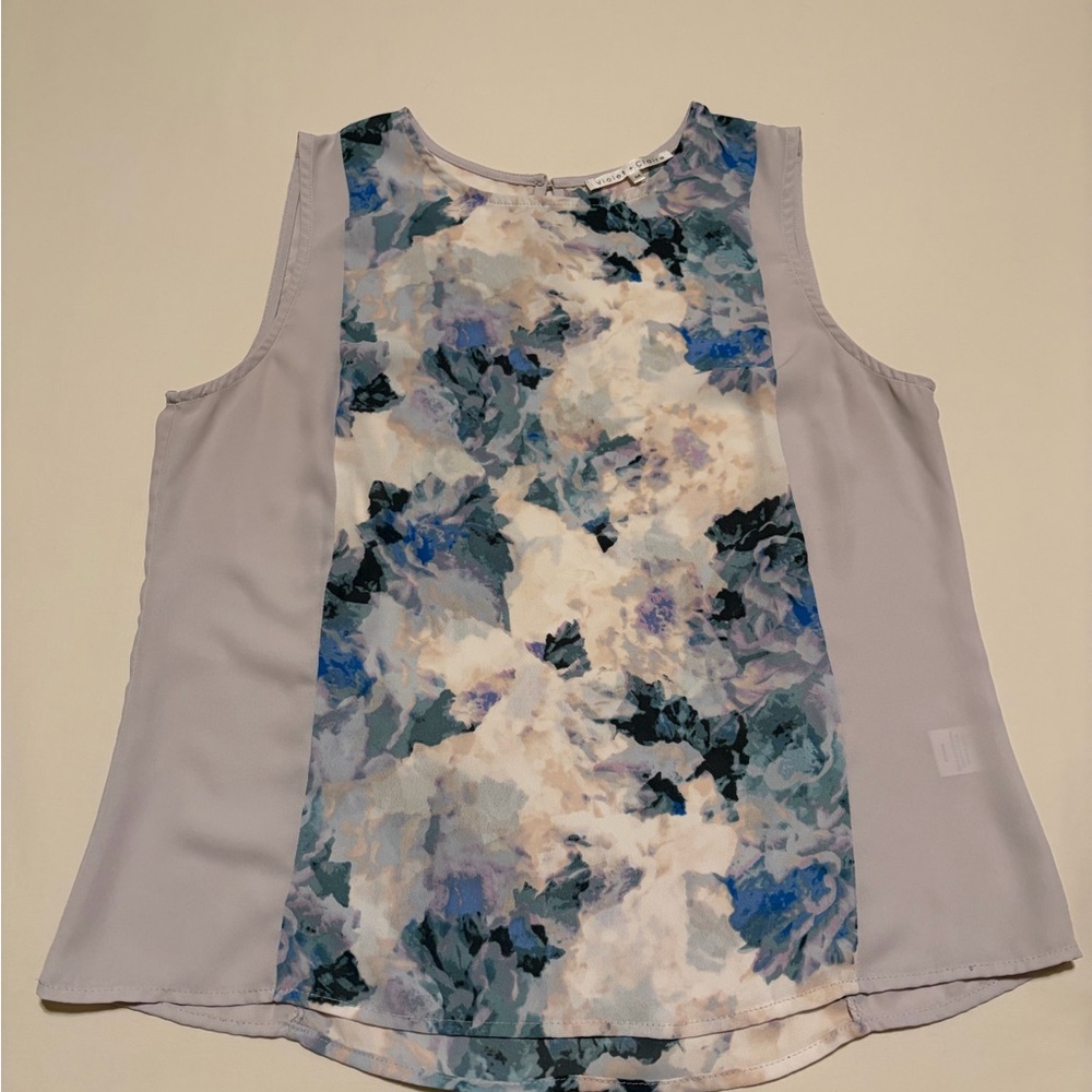 Violet & Claire Blue Floral Sleeveless Blouse